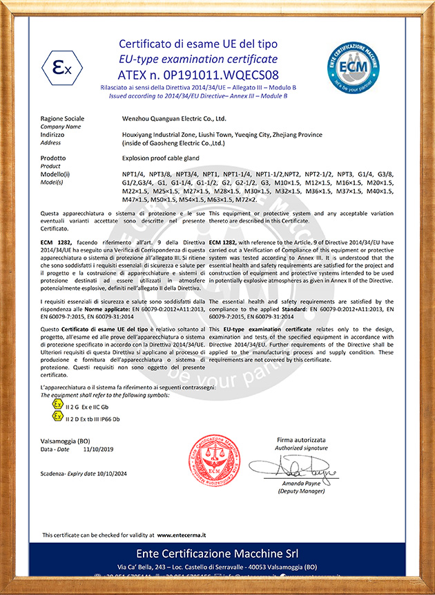 ECM 国外防爆认证